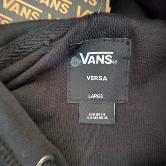 Vans Black Standard Versa Sweatshirt Hoodie With Checker Detail On 1 sleeve Sz M - Picture 3 of 8